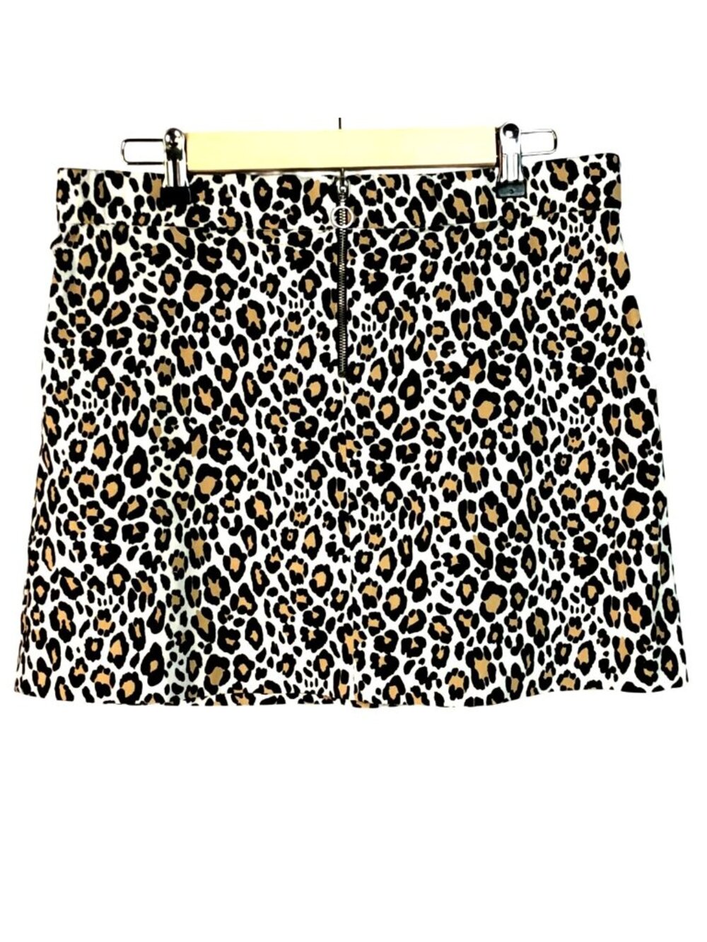 Joe B Leopard Animal Print Zip Front A-Line Mini Skirt Women's Size XL
